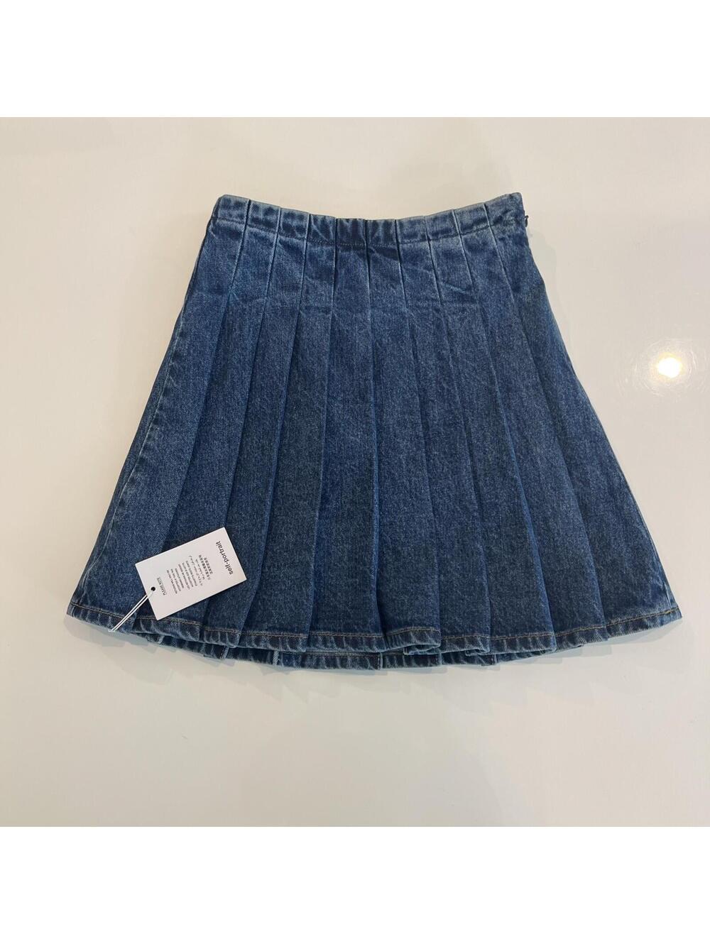 Self Portrait Denim Dark Wash Skirt Blue Size US 0 - Picture 5 of 8